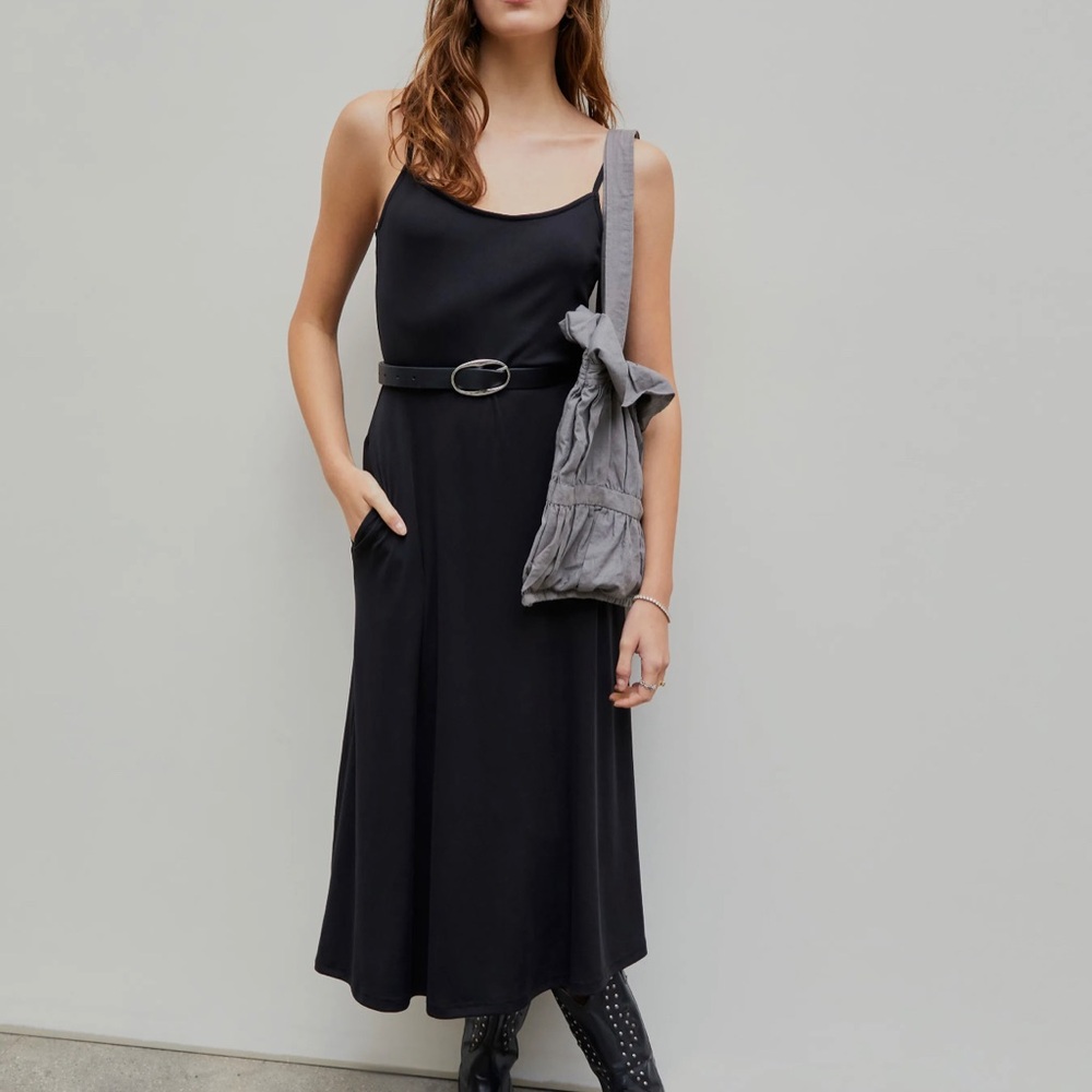 Solid Black Cami Maxi Dress